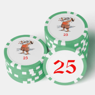 Lot De Jeton De Poker Chiffre de poker rayé Père Noël vert 25