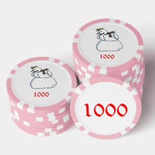 Lot De Jeton De Poker Chiffre de poker Snowman rose 1000 rayé