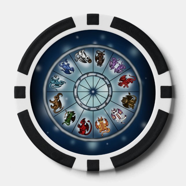 Lot De Jeton De Poker Chiffres de poker Dragon Zodiacsignes (Recto)