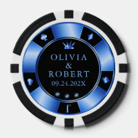 Chiffres de poker mariage noir et bleu