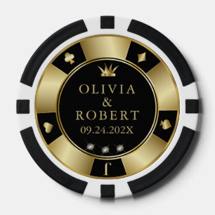 Lot De Jeton De Poker Chiffres de poker mariage noir et or