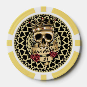 Lot De Jeton De Poker Chip de poker crâne et Rose - 1 $