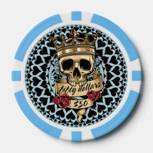 Lot De Jeton De Poker Chip de poker crâne et Rose - 50 $