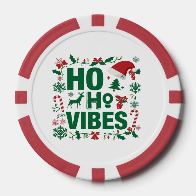 Lot De Jeton De Poker Chip de Poker de Noël - Vibes Ho Ho Ho (Recto)