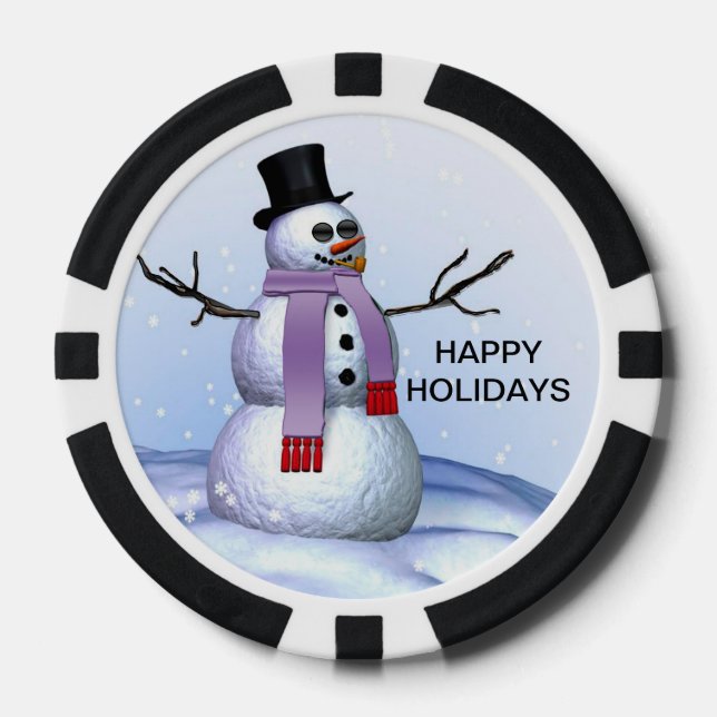 Lot De Jeton De Poker Chip de poker de vacances de Snowman (Recto)