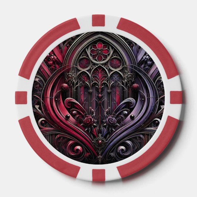 Lot De Jeton De Poker Chip de poker gothique Rose Casino (Recto)