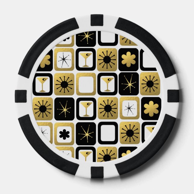 Lot De Jeton De Poker Chip de Poker Or Glamour Retro (Recto)