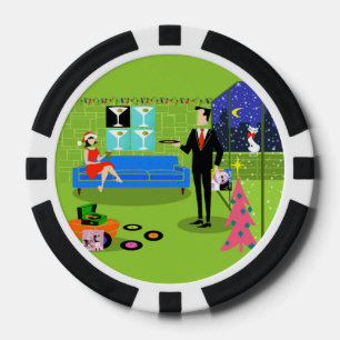 Lot De Jeton De Poker Chip de poker rétro Urban Christmas Couple