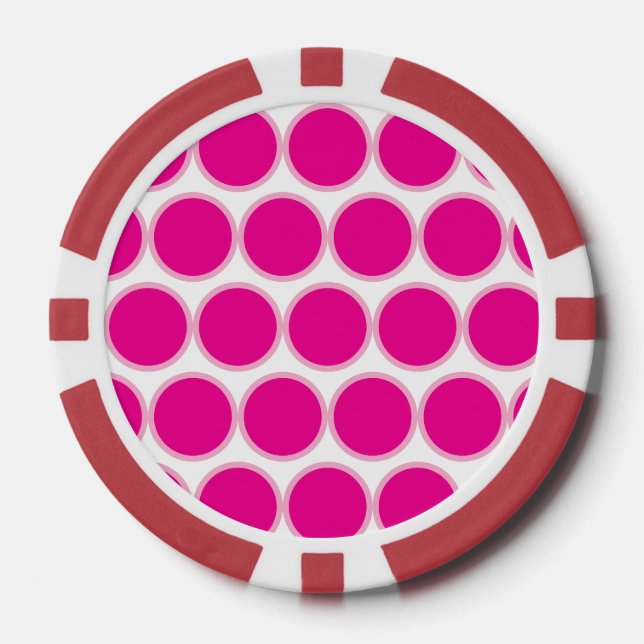 Lot De Jeton De Poker Chip de poker rose Polka (Recto)
