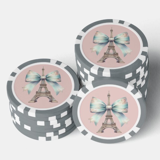Lot De Jeton De Poker Chip de poker Tour Eiffel et Bow (Empiler)