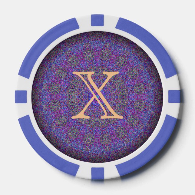 Lot De Jeton De Poker Chip "X" de Mandala à peluche violette (Recto)