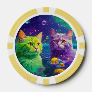 Lot De Jeton De Poker Chips de poche Lucky pour Amoureux de les chats
