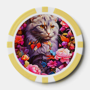 Lot De Jeton De Poker Chips de poche Lucky pour Amoureux de les chats
