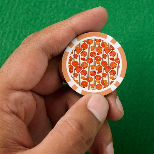 Lot De Jeton De Poker Chips de poker Art Nouveau Poppies (main)