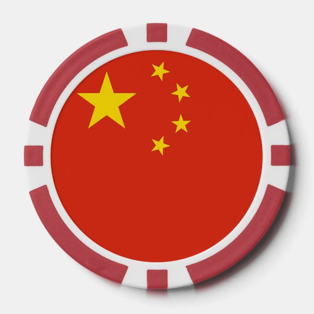 Lot De Jeton De Poker Chips de poker avec Drapeau de Chine (Recto)
