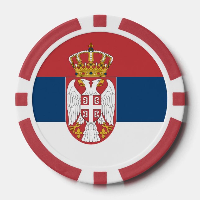 Lot De Jeton De Poker Chips de poker avec Drapeau de Serbie (Recto)
