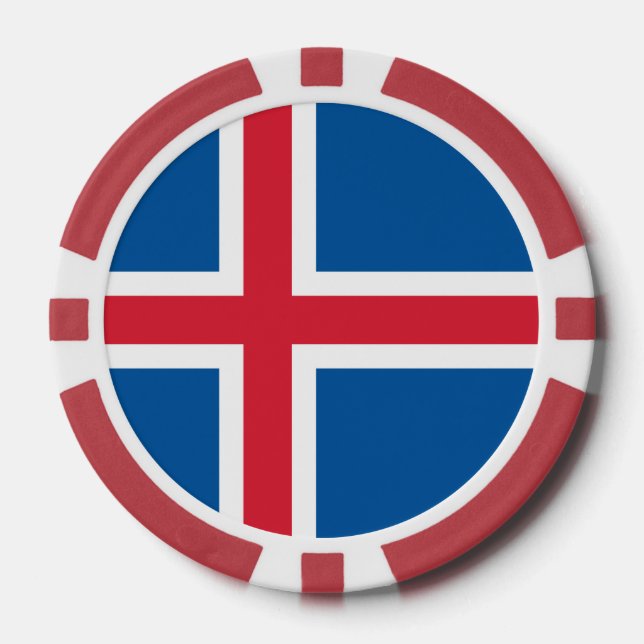 Lot De Jeton De Poker Chips de poker avec Drapeau d'Islande (Recto)