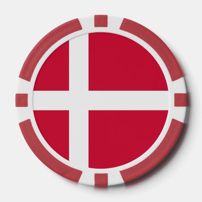Lot De Jeton De Poker Chips de poker avec Drapeau du Danemark (Recto)