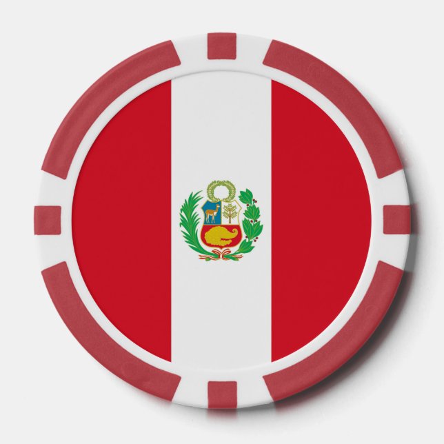 Lot De Jeton De Poker Chips de poker avec Drapeau du Pérou (Recto)