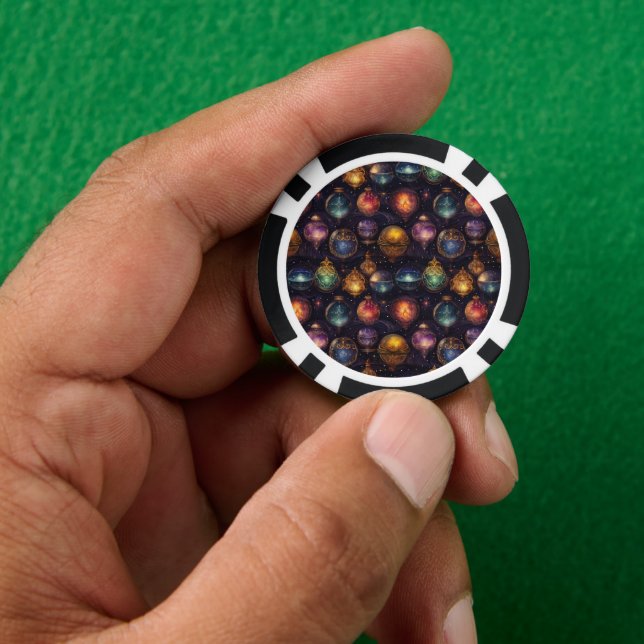 Lot De Jeton De Poker Chips de Poker Baubles de Noël (main)