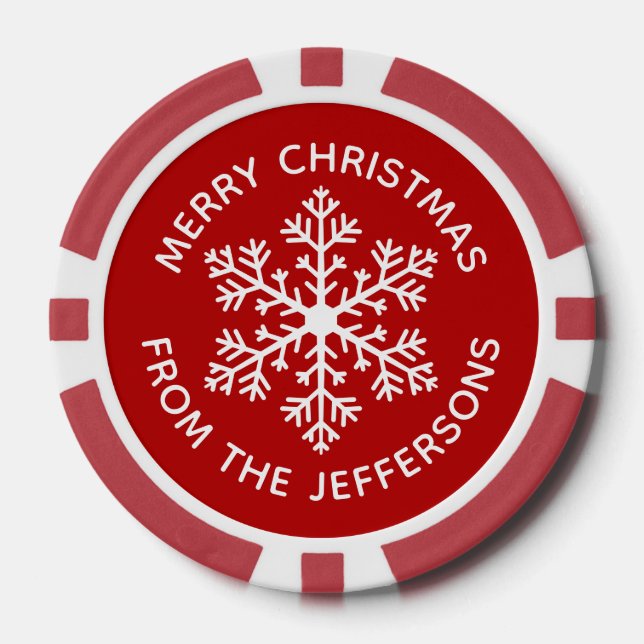 Lot De Jeton De Poker Chips de poker de Noël Red Snowflake (Recto)