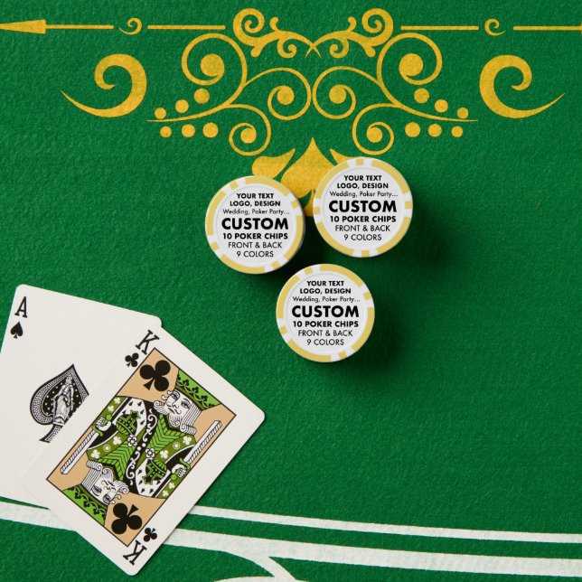 Lot De Jeton De Poker Chips de poker JAUNE personnalisés (10) (Table de poker (pile))