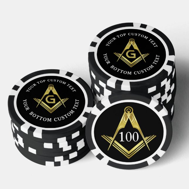 Lot De Jeton De Poker Chips de poker maçonnique personnalisés | Carré et (Empiler)