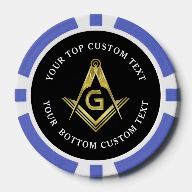 Lot De Jeton De Poker Chips de poker maçonniques | Carré or et boussole (Recto)
