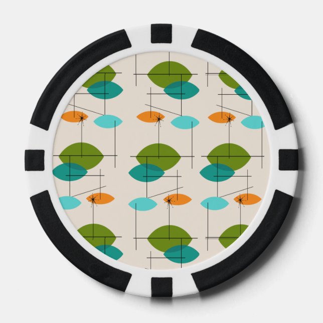 Lot De Jeton De Poker Chips de poker Motif rétro atomique mobile (Recto)