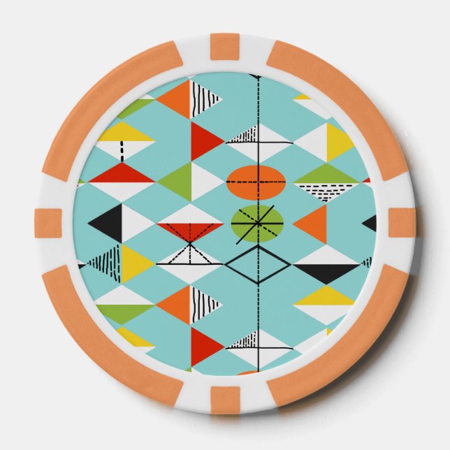 Lot De Jeton De Poker Chips de poker Motif Retro Harlequin (Recto)