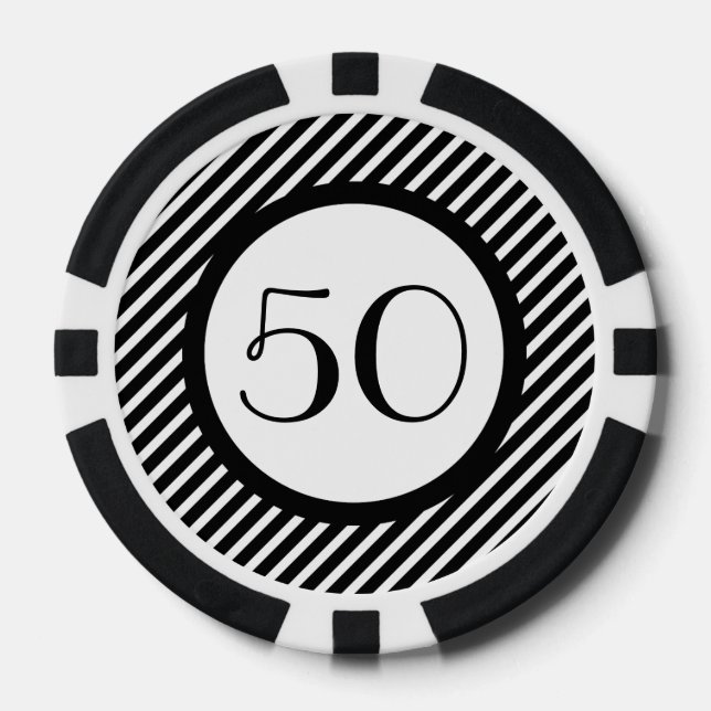 Lot De Jeton De Poker Chips de poker personnalisables en noir blanc rayé (Recto)
