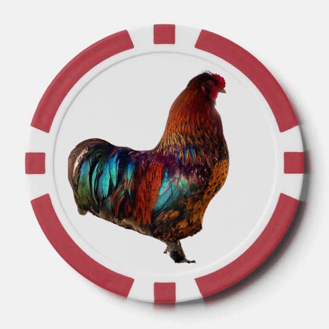 Lot De Jeton De Poker Chips de Poker Personnalisés Vibrant Rooster (Recto)