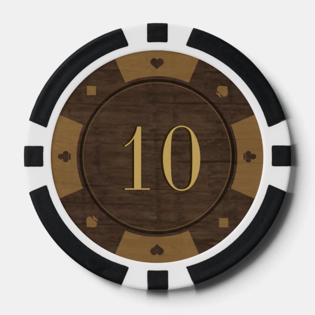 Lot De Jeton De Poker Chips de poker Rustic Wood Casino (Recto)