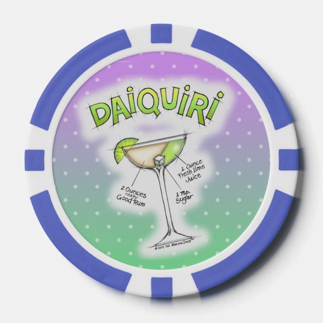 LOT DE JETON DE POKER CHIPS POKER PERSONNALISÉ - DAIQUIRI RECEPE COCKTAI (Recto)