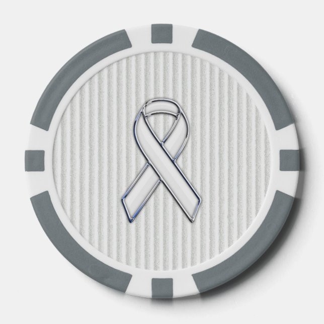 Lot De Jeton De Poker Chrome White Ribbon Sensibilisation sur les bandes (Recto)