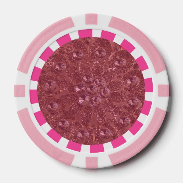 Lot De Jeton De Poker Club, Coeur, Diamant, Bordure striée (Recto)