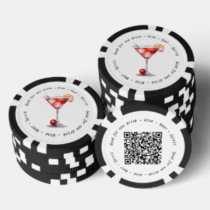 Lot De Jeton De Poker Code QR de l'entreprise Cosmo noir blanc Voucher d