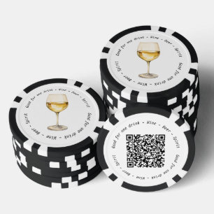 Lot De Jeton De Poker Code QR de l'entreprise Vin blanc Voucher à boire