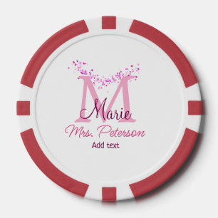 Lot De Jeton De Poker Coeur rose parties scintillant monogramme professe