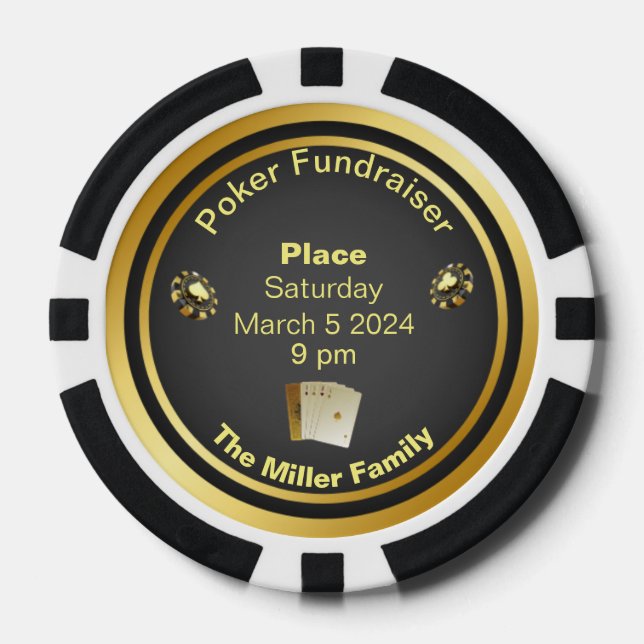Lot De Jeton De Poker Collecte de fonds Black and Gold Poker (Recto)