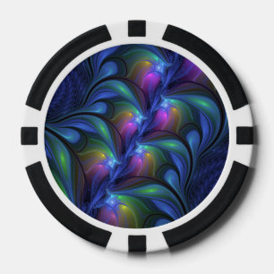 Lot De Jeton De Poker Coloré Lumineux Abstrait Bleu rose Vert Fractal