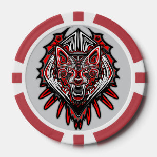 Lot De Jeton De Poker Conception de totem tribal Haida Loup