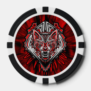 Lot De Jeton De Poker Conception de totem tribal Haida Loup