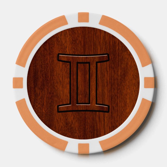 Lot De Jeton De Poker Connexion Gemini Zodiac en bois acajou (Recto)