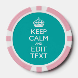 Lot De Jeton De Poker Conserver Le Calme Et Votre Texte Accent Turquoise