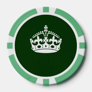 Lot De Jeton De Poker CONSERVEZ CALME COURONNE sur la Personnaliser vert