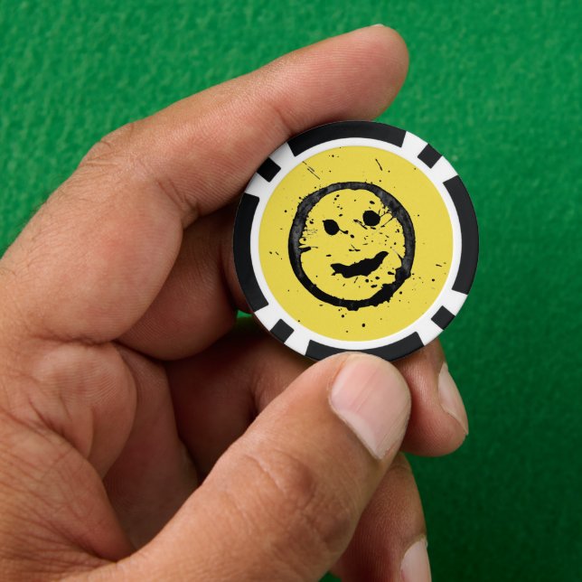 Lot De Jeton De Poker Cool Sardé Joyeux visage souriant motif jaune (main)