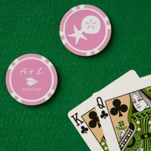 Lot De Jeton De Poker Coquillages d'été en rose pétale