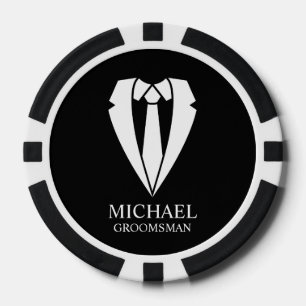 Lot De Jeton De Poker Costume Mariage noir et Cravate Groomsmans personn