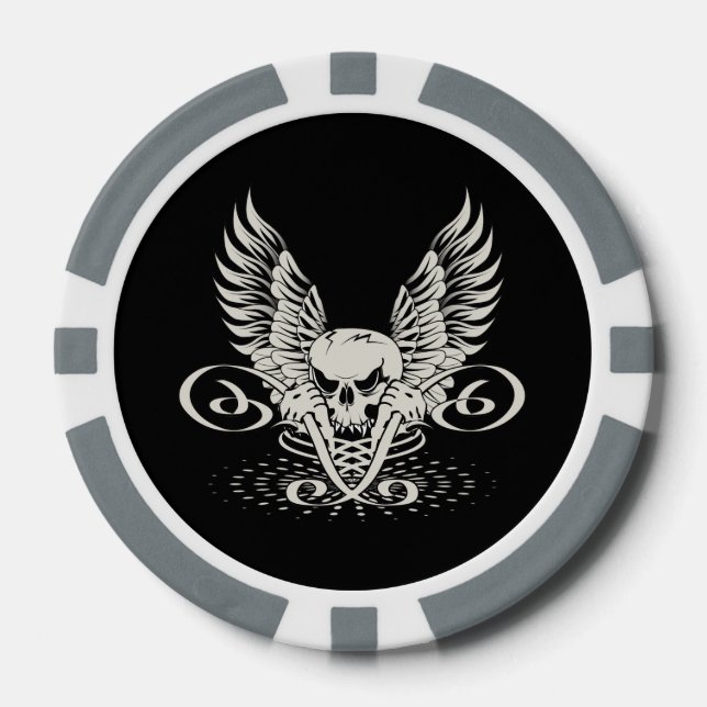 Lot De Jeton De Poker Crâne ailé (Recto)